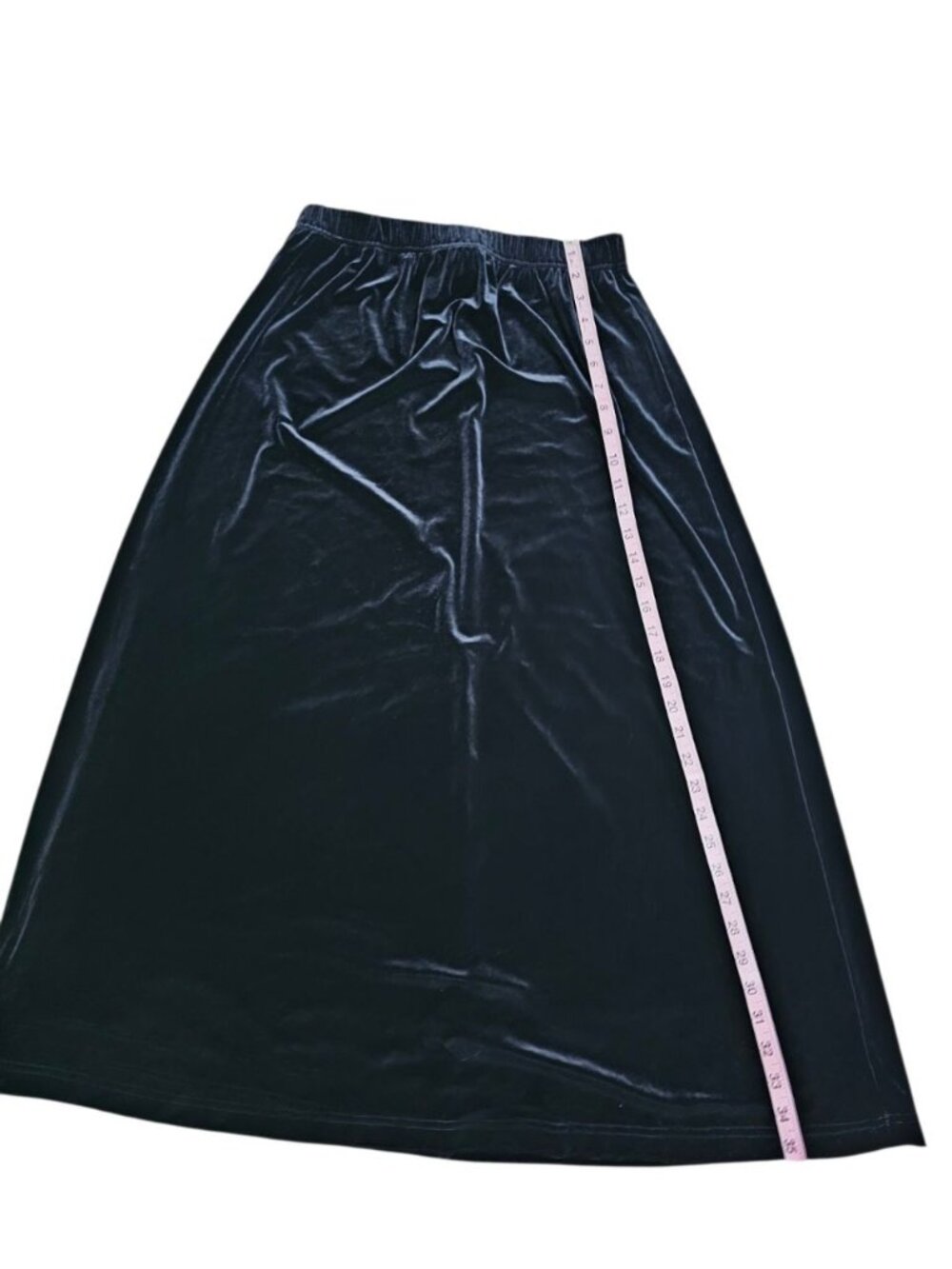 Dressbarn Women L Velvet Maxi Skirt Black Stretchy Formal Timeless Elevate Basic - Picture 5 of 5